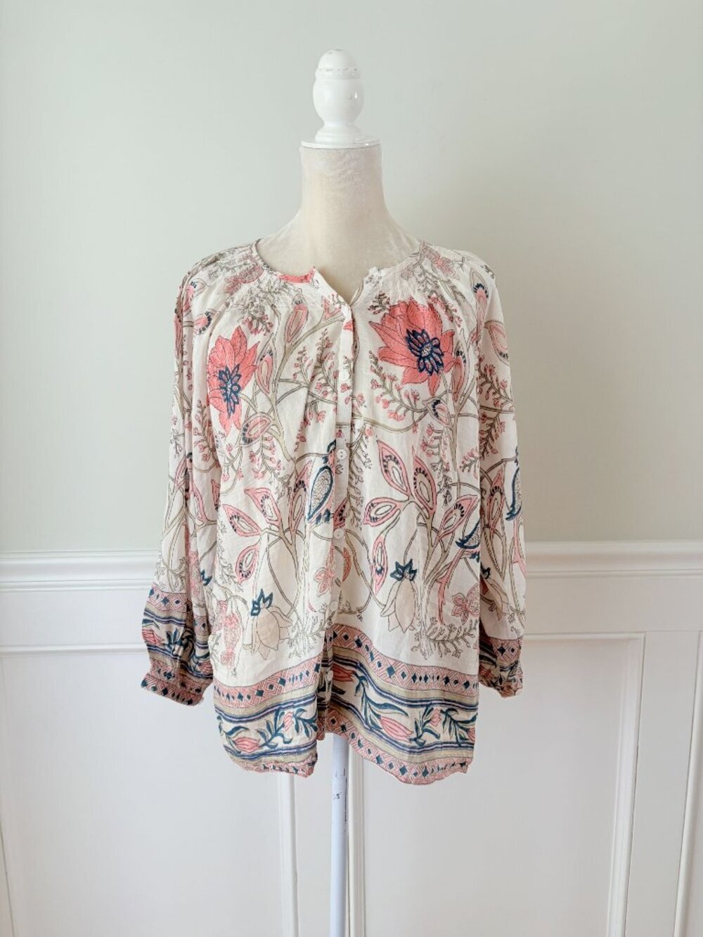 Alicia Bell Silk Cotton Printed Boho Blouse XL